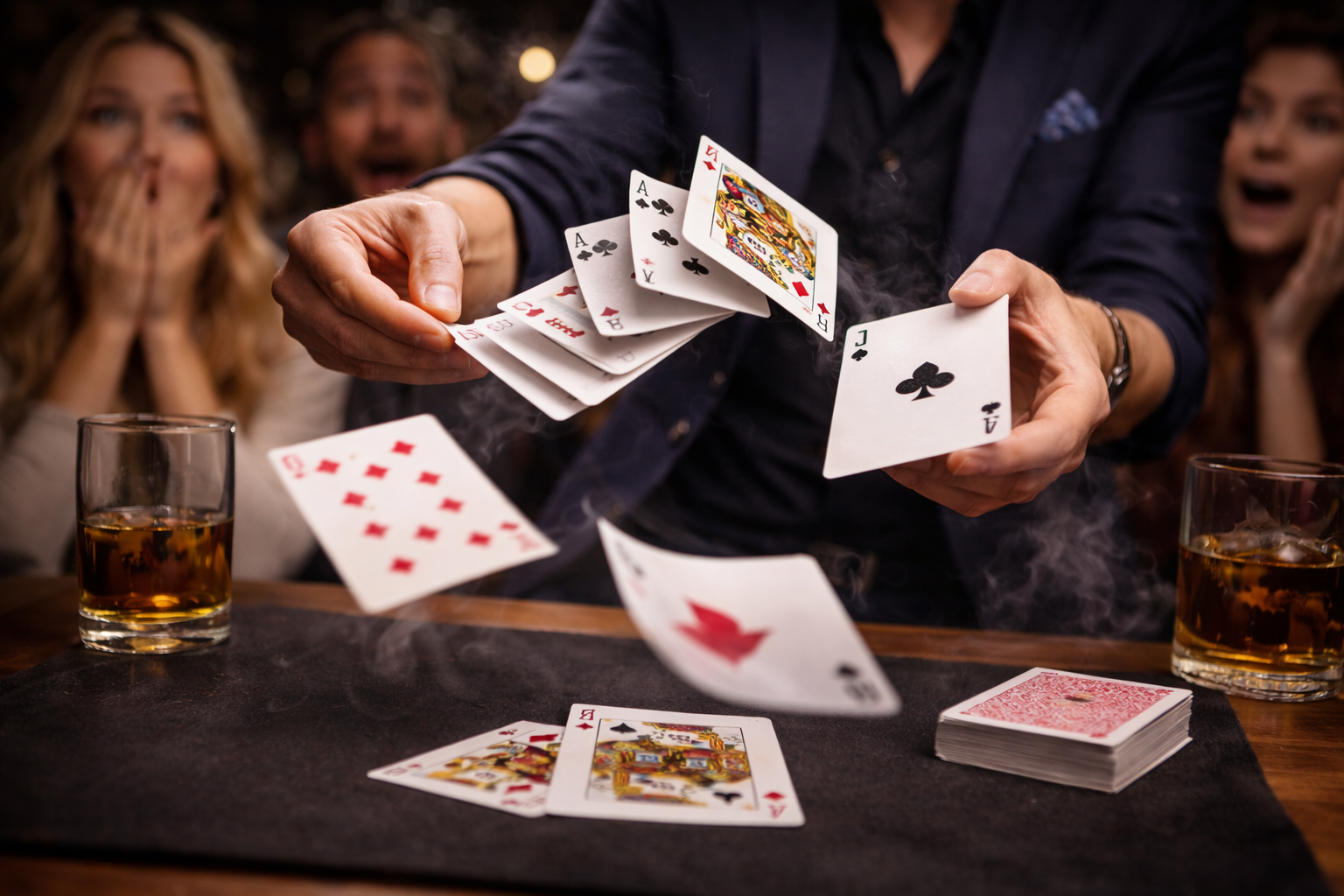 Magier zaubert Karten in der Luft.png